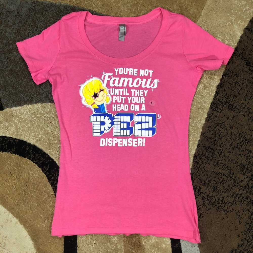 Girls Next Level Apparel Pink PEZ Tee, Size Large